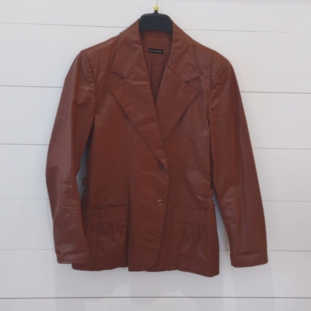Brown leather blazer